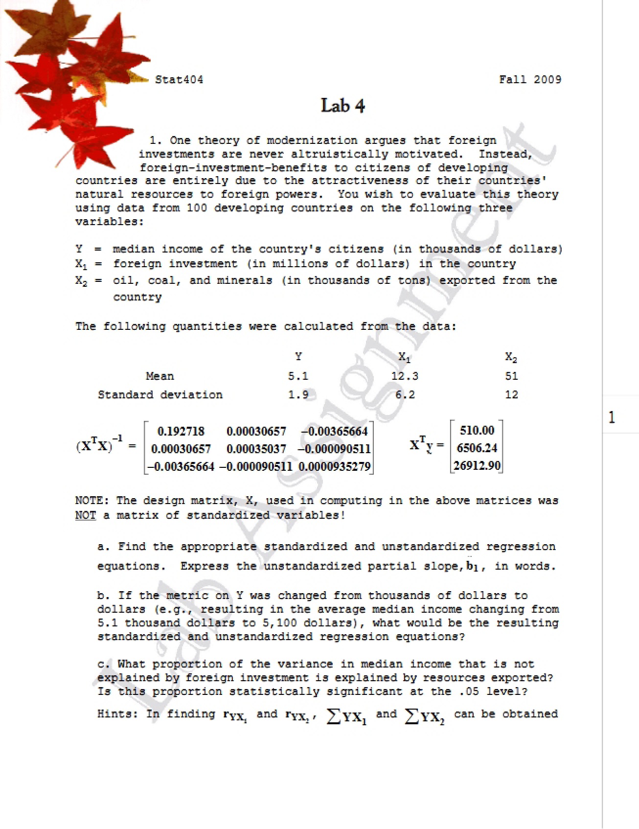 Fourth Lab for Regression for Social and Behavioral Research
