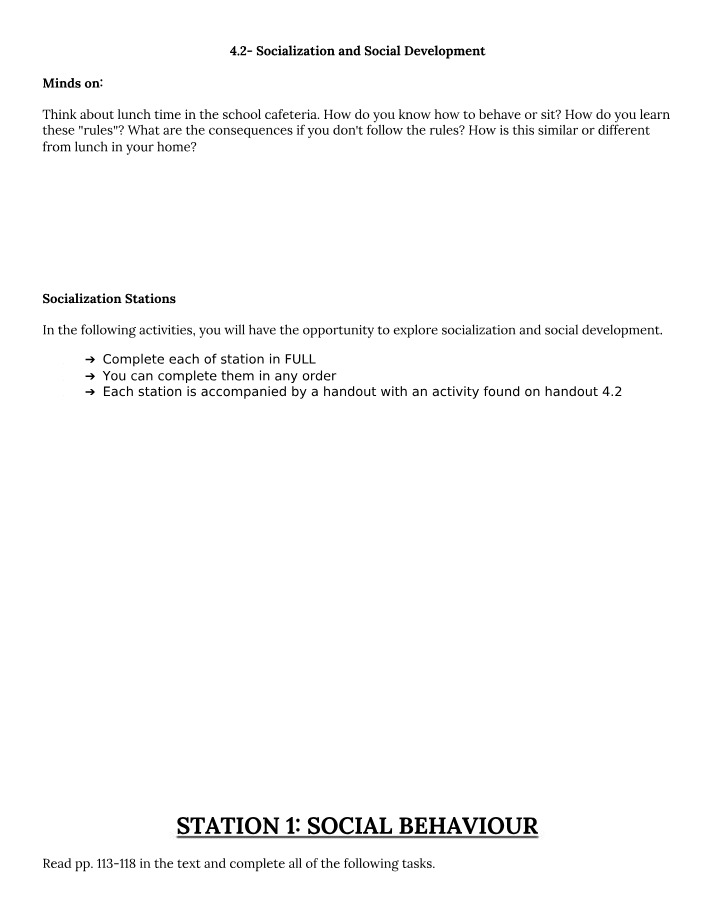 Socialization and Social Development Exploration Part 2