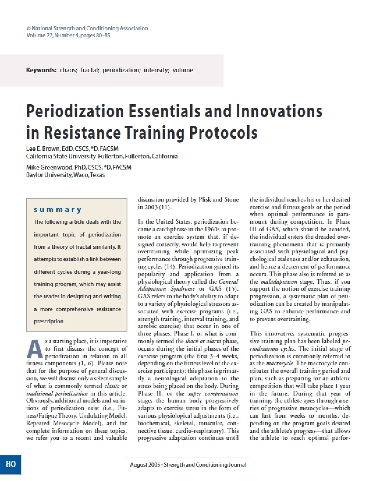 Fractal Periodization by Brown