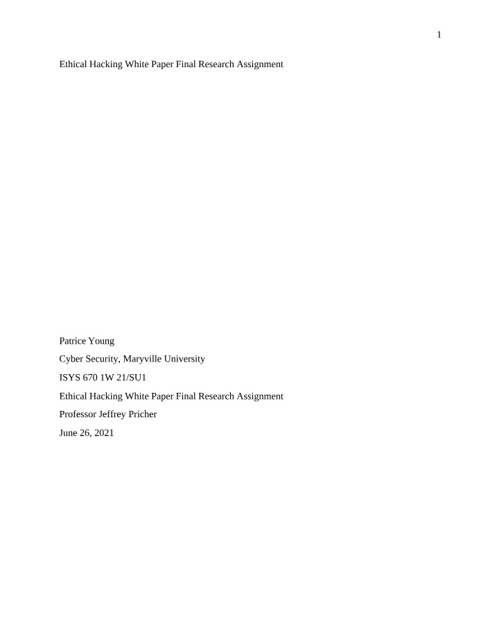 White Paper on Ethical Hacking