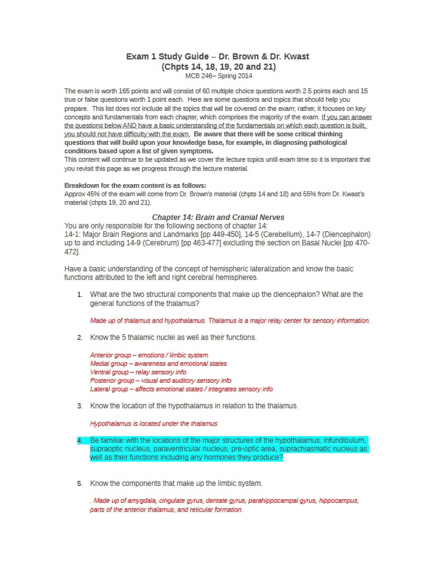 Study Guide 01 (MCB 246)