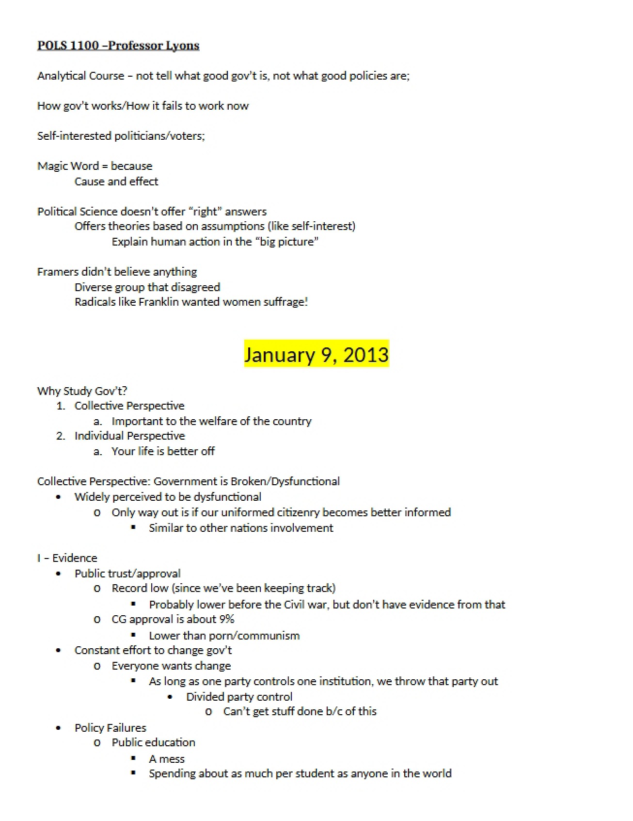 Course on Analytics