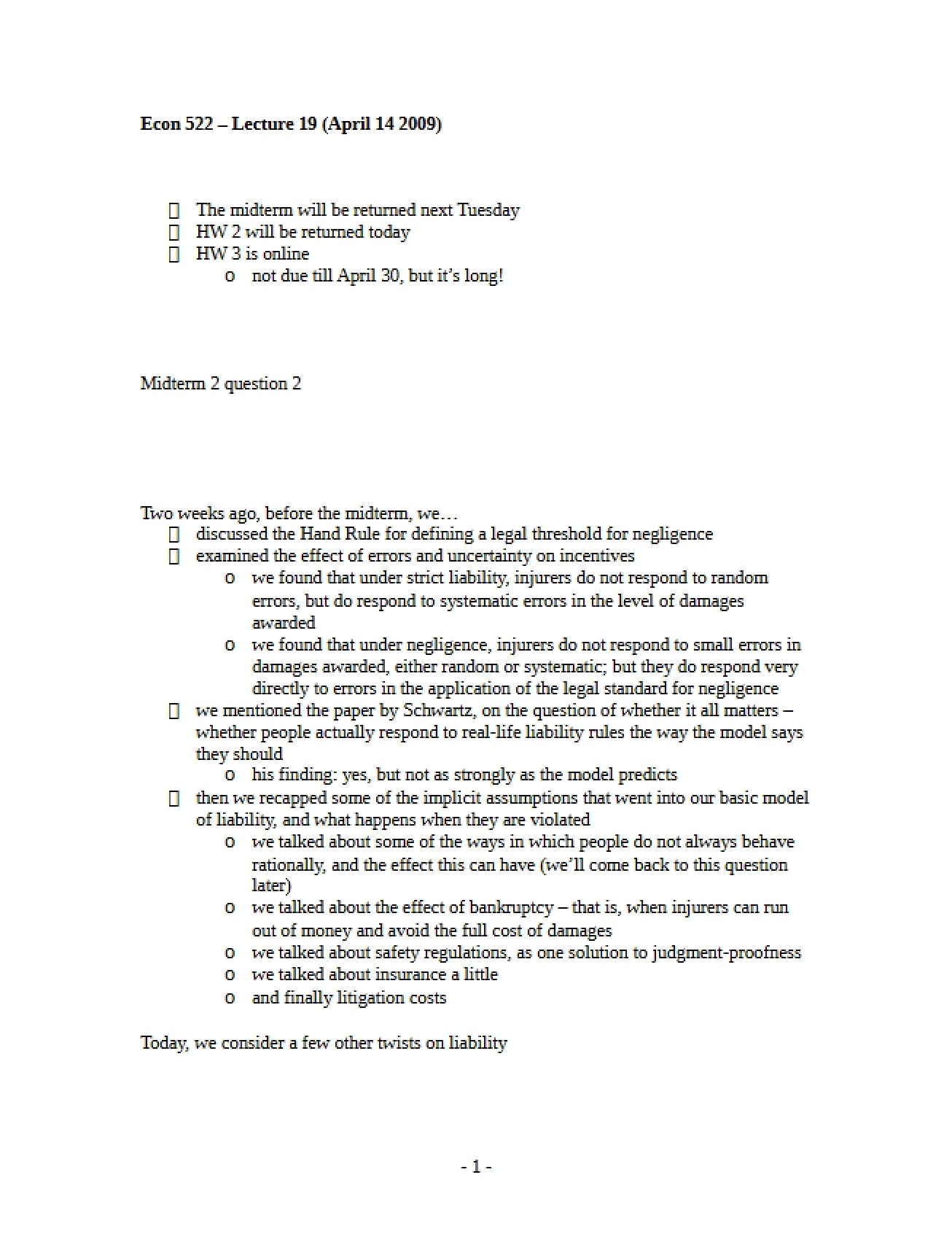 Notes for Lecture 22