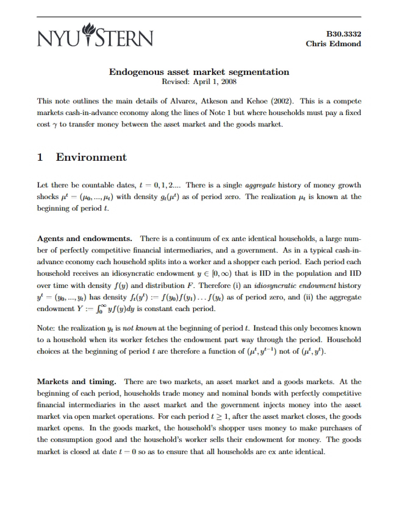 Segmentation of Endogenous Asset Market