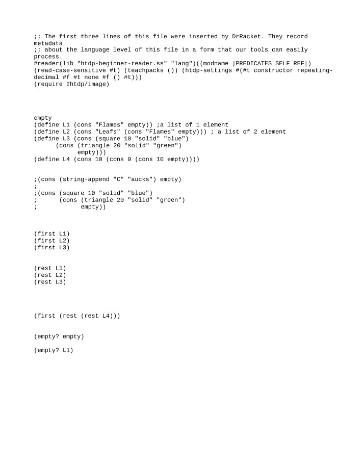 First, Rest, and Empty Functions - Working with Lists in Racket