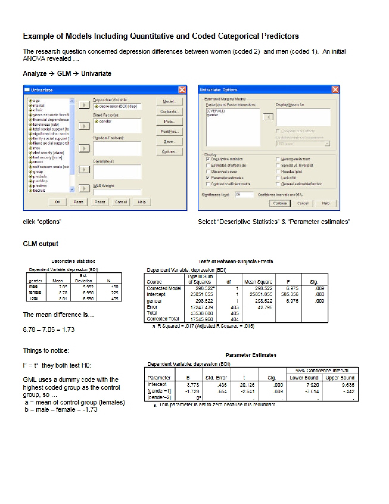 Models with Coded Categorical and Quantitative Predictors