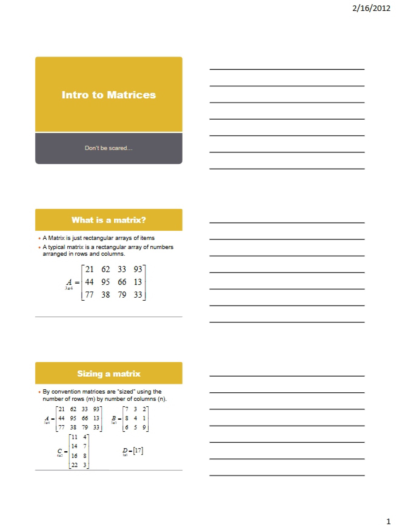 Matrices Introduction