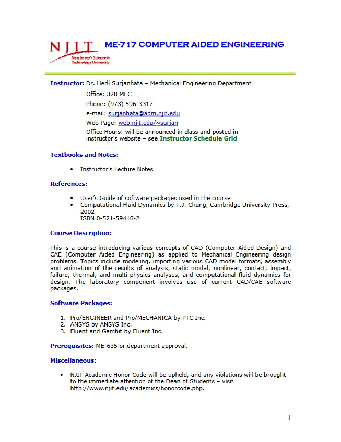 Electrochemical Systems Syllabus