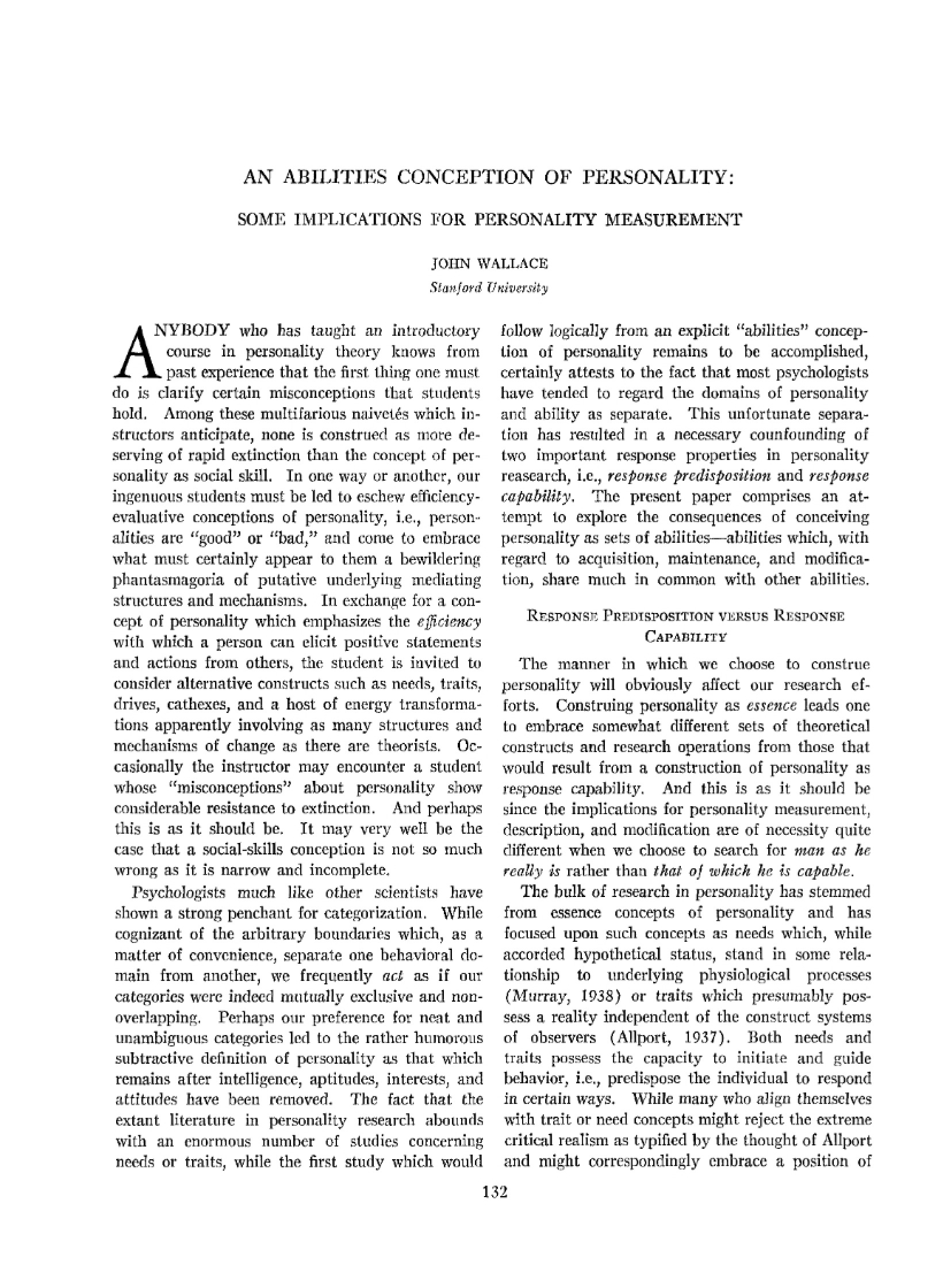 Personality Conceptualized as Abilities