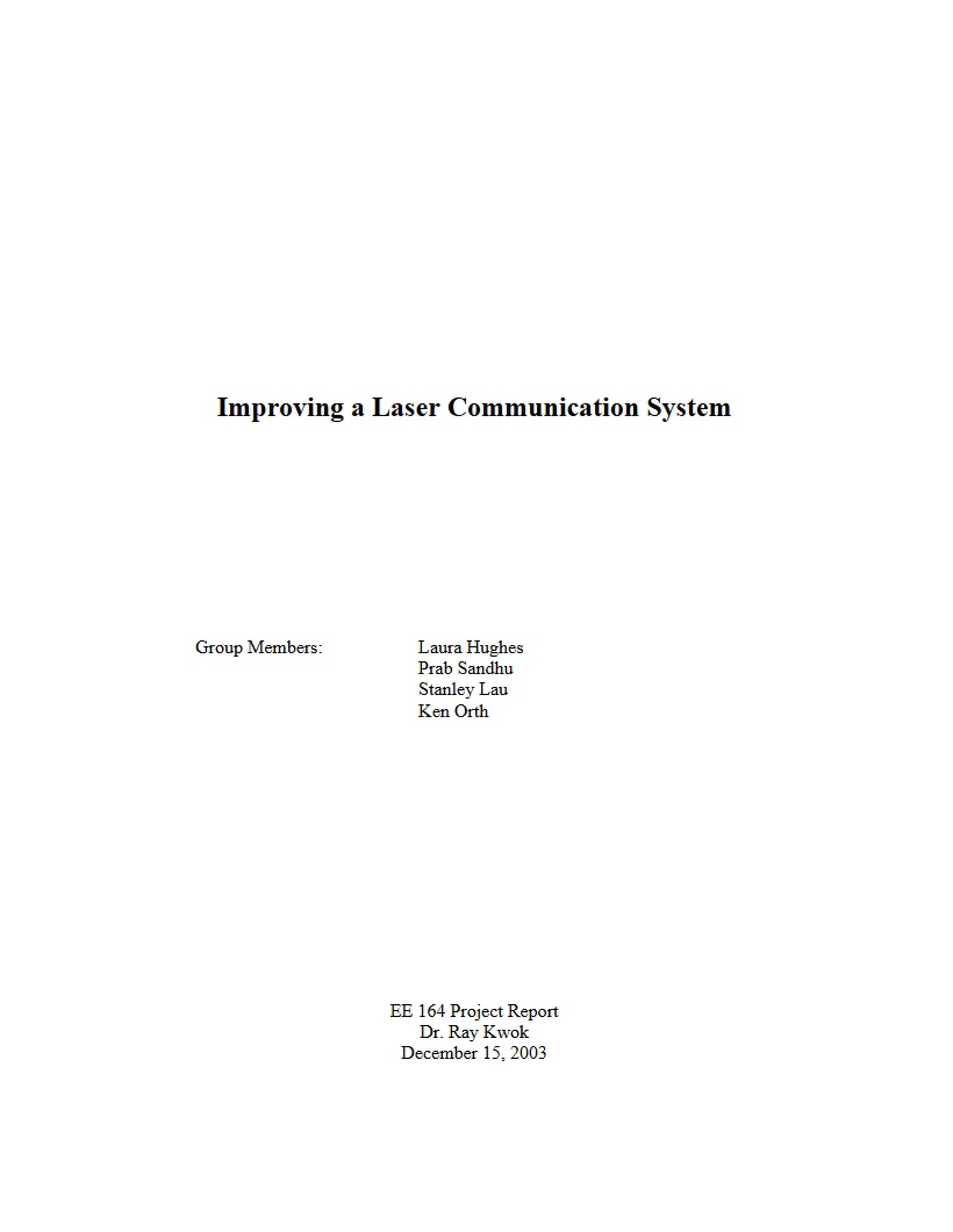 System Improvements for Laser Communication