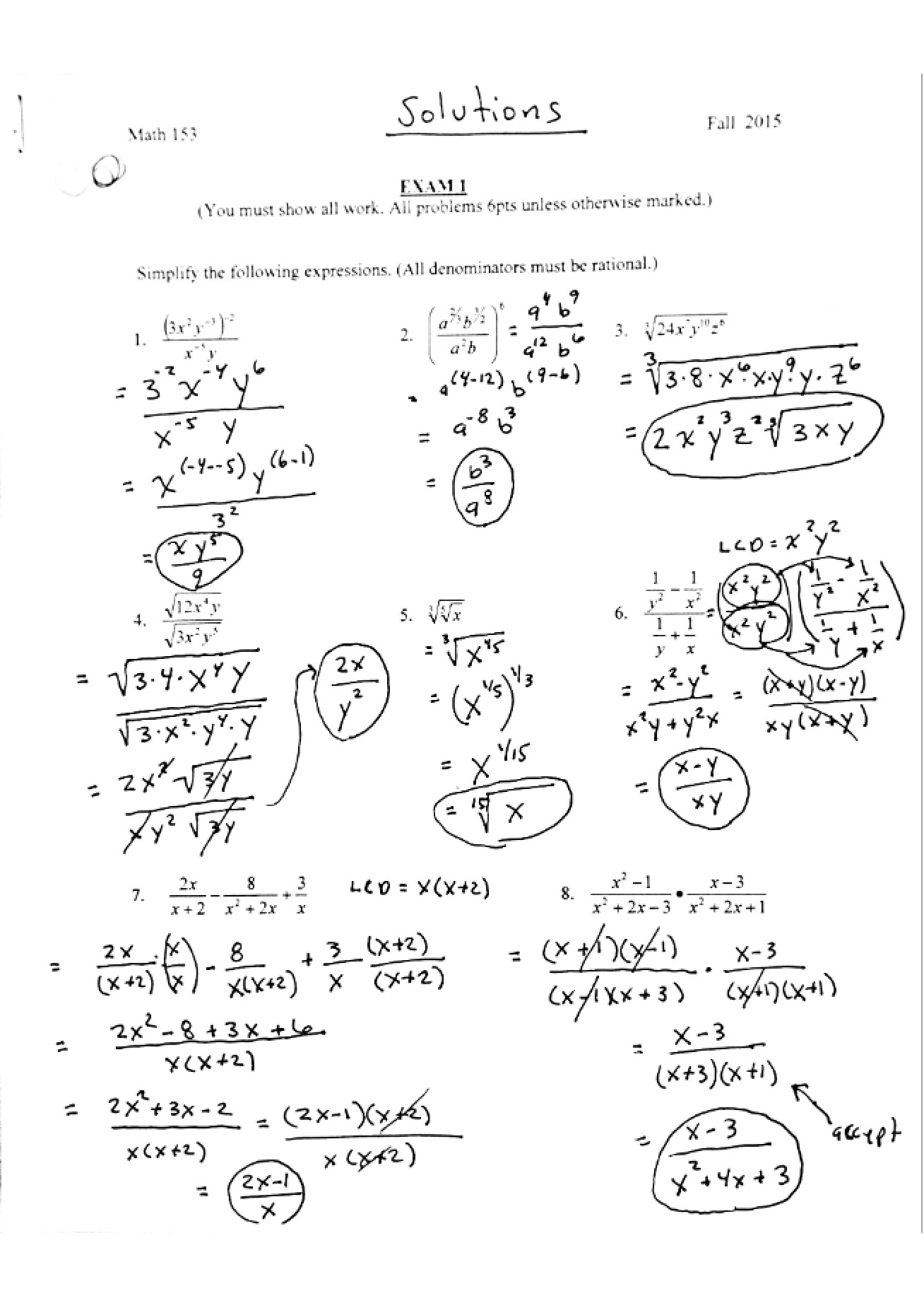 Problem Solutions for Algebra and Trigonometry