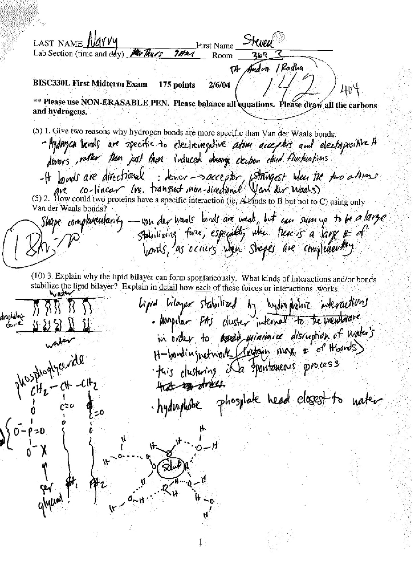 Exam One Spring 2004