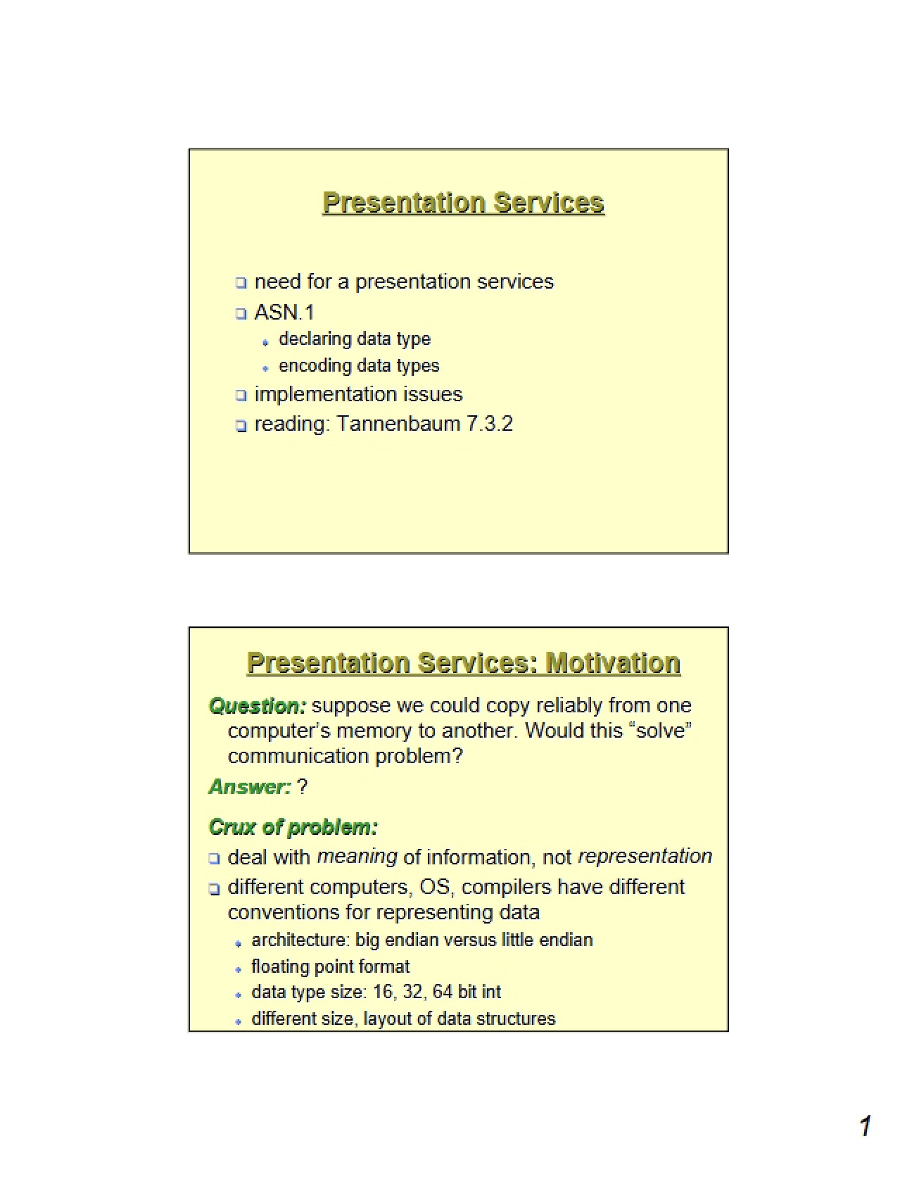 Services for Presentation