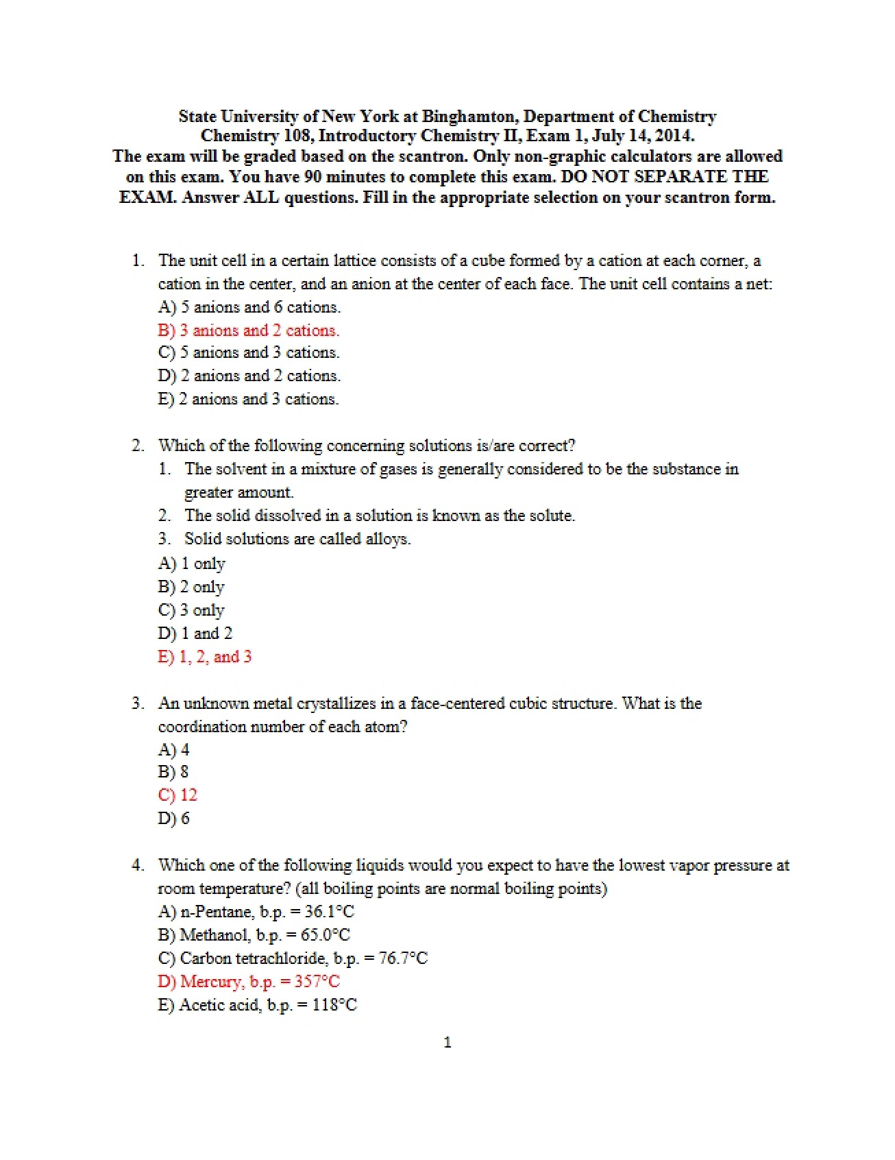 Summer 2014 Exam One
