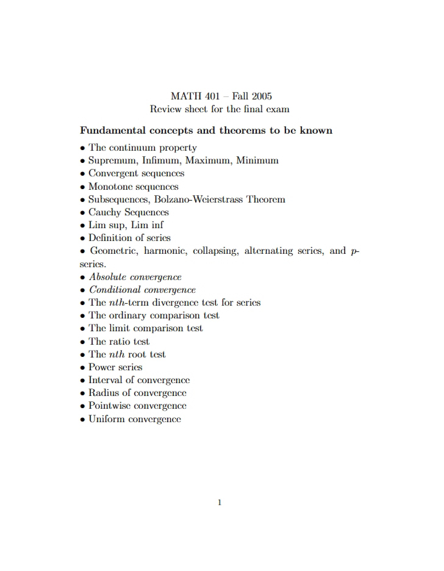 Theorems and Fundamental Concepts