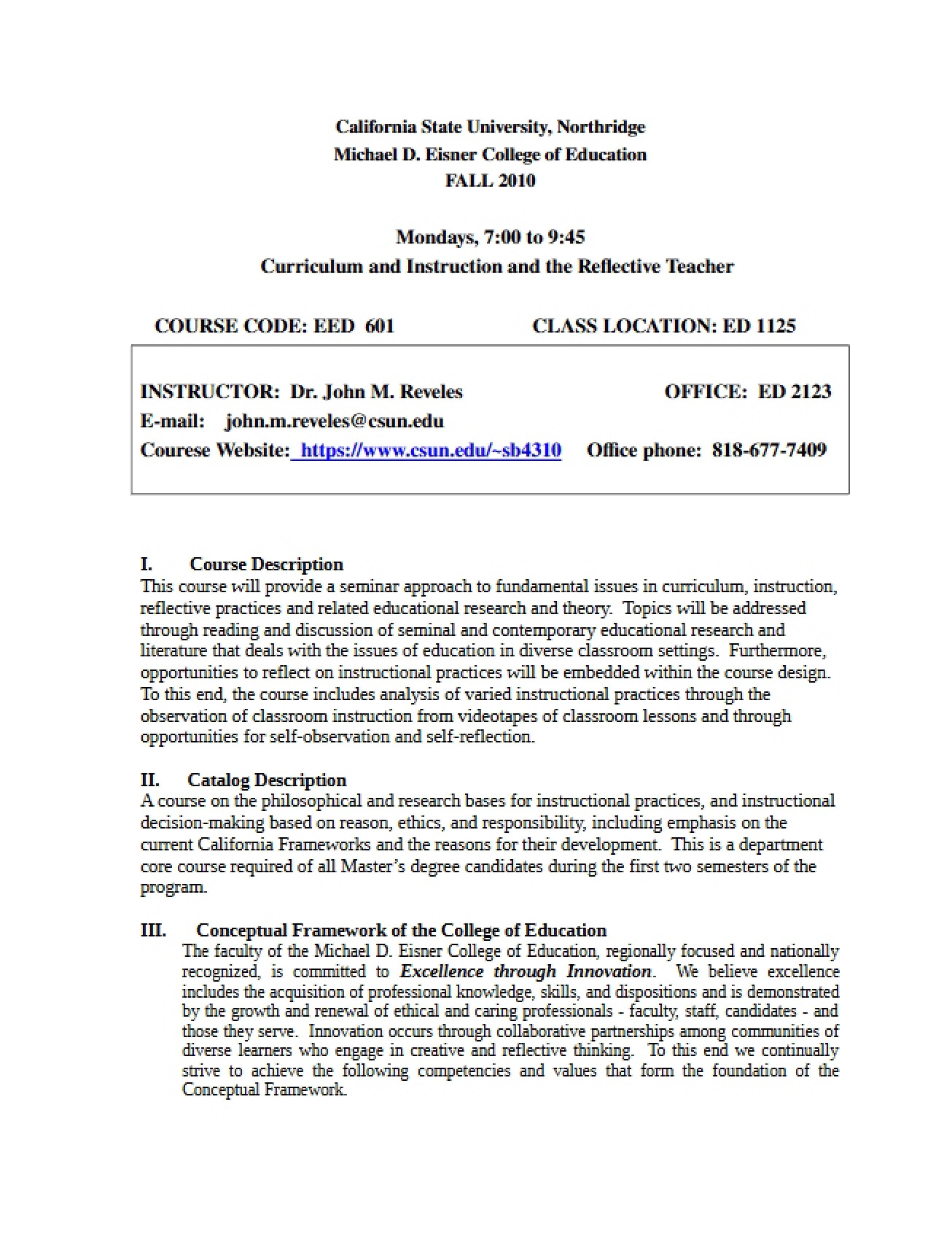 EED 601 Course Syllabus