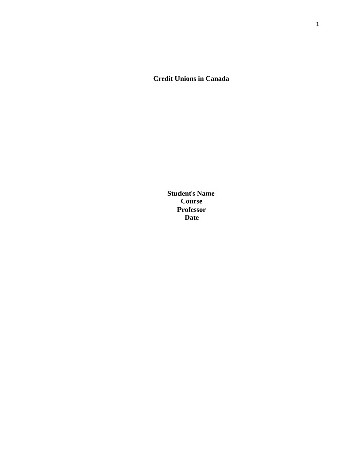 Canada's Credit Unions