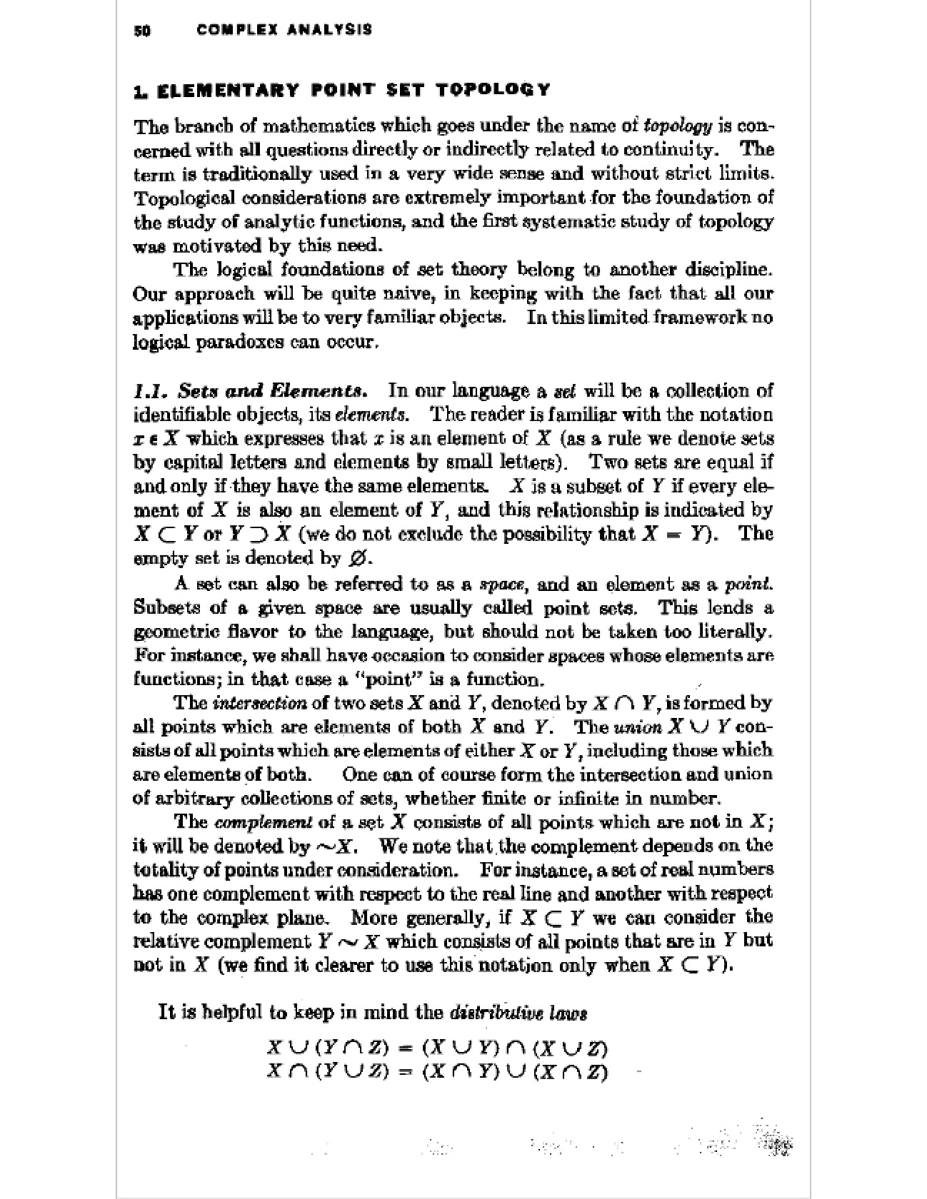 Topology of Elementary Point Sets