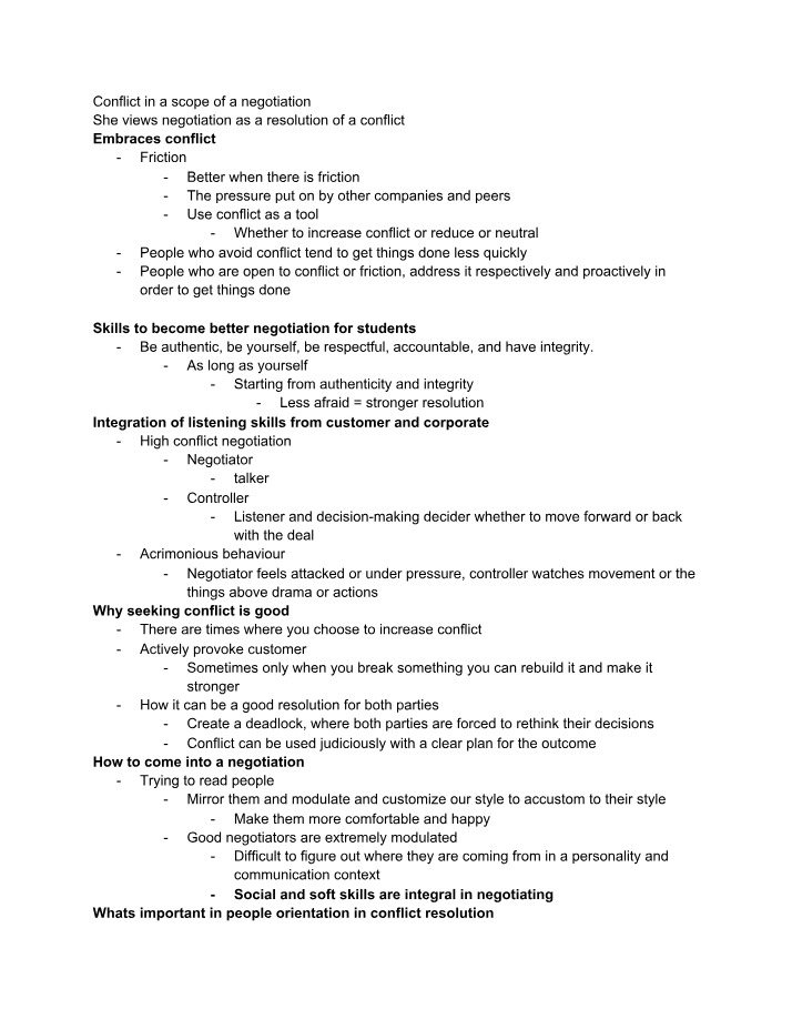 Conflict in the Scope of a Negotiation