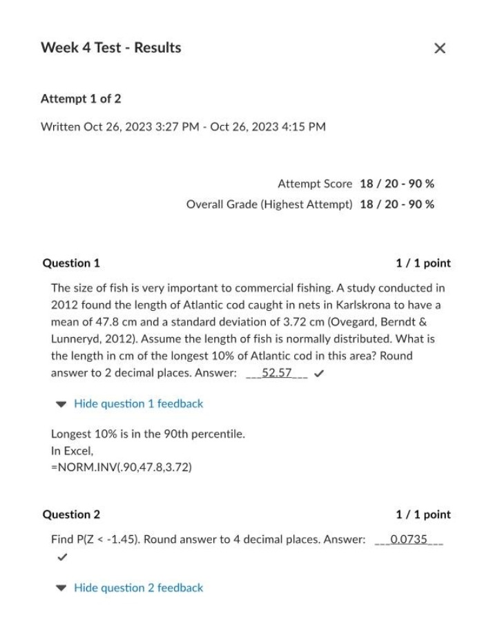 Test Results for Week 4