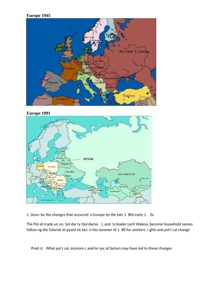 Changes in Europe - Impact of the Berlin Wall Fall