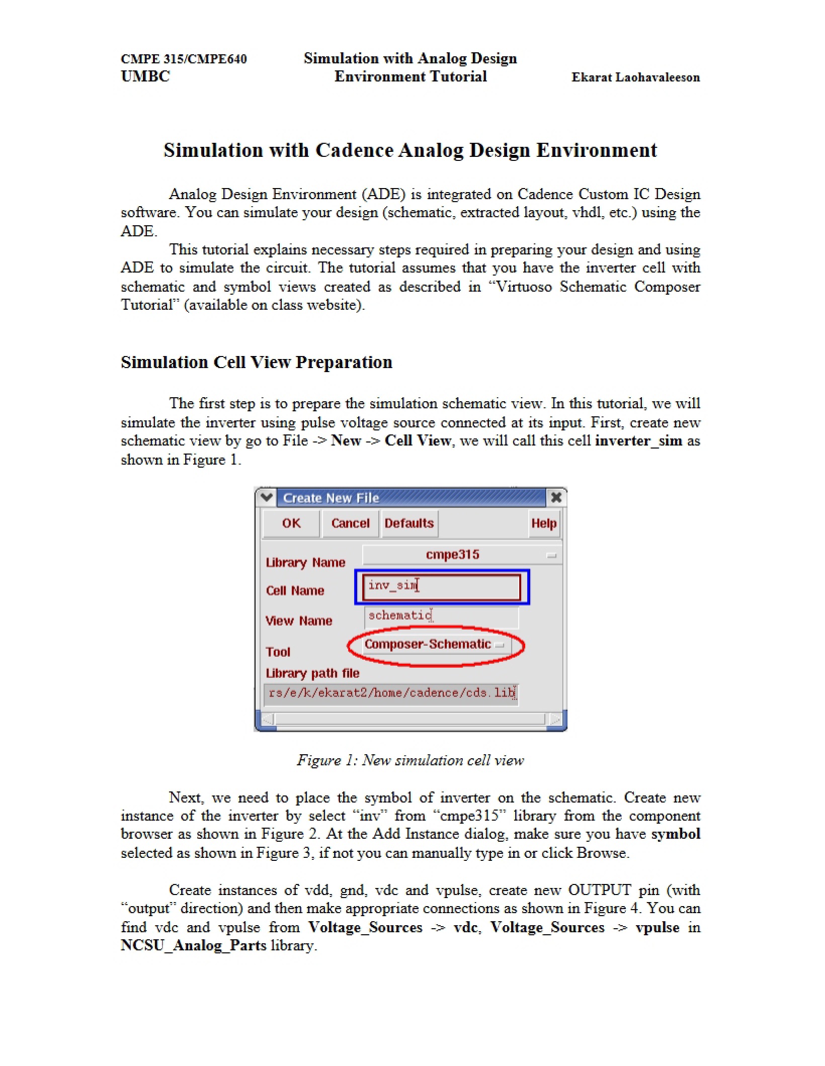 Cadence Analog Design Environment Simulation