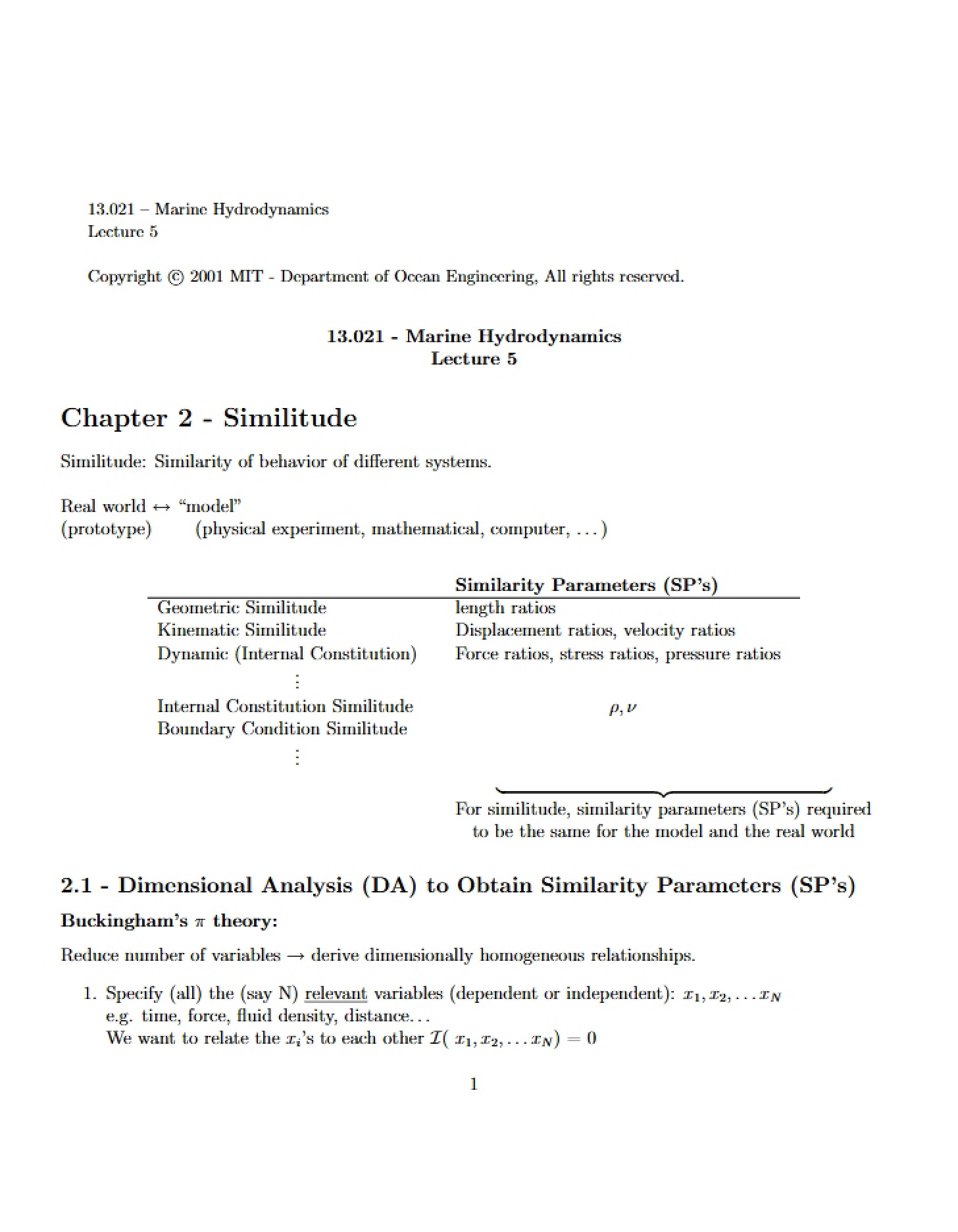 Similitude Analysis