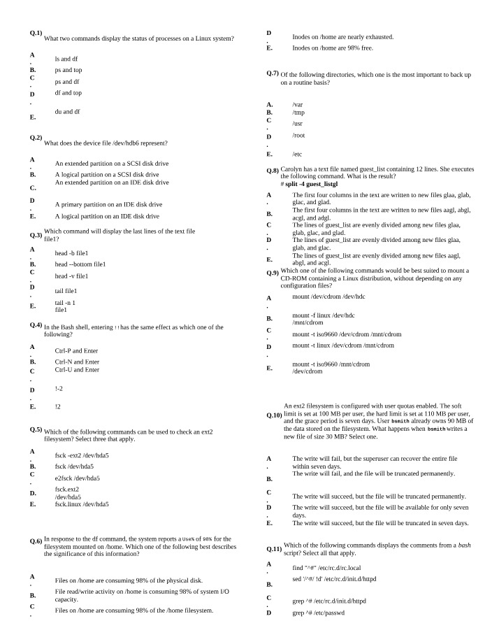 Displaying Status and Backing Up Linux System Processes