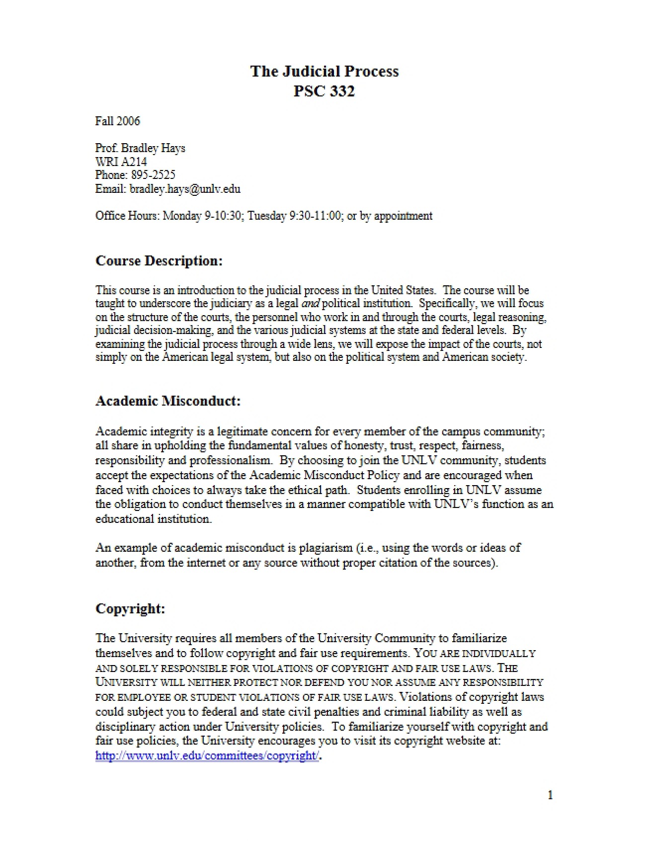 Syllabus The Judicial Process