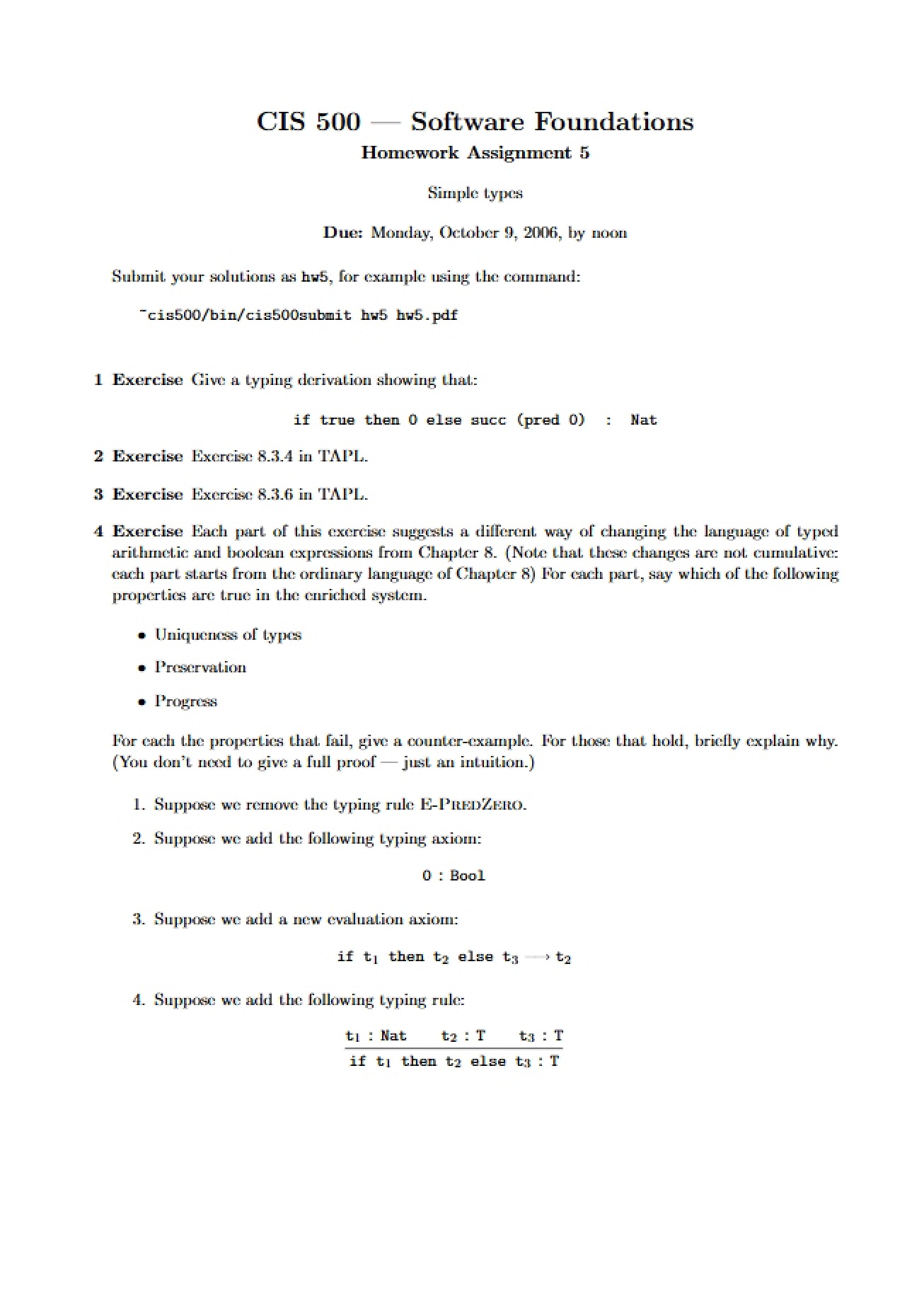 Assignment for Software Foundations