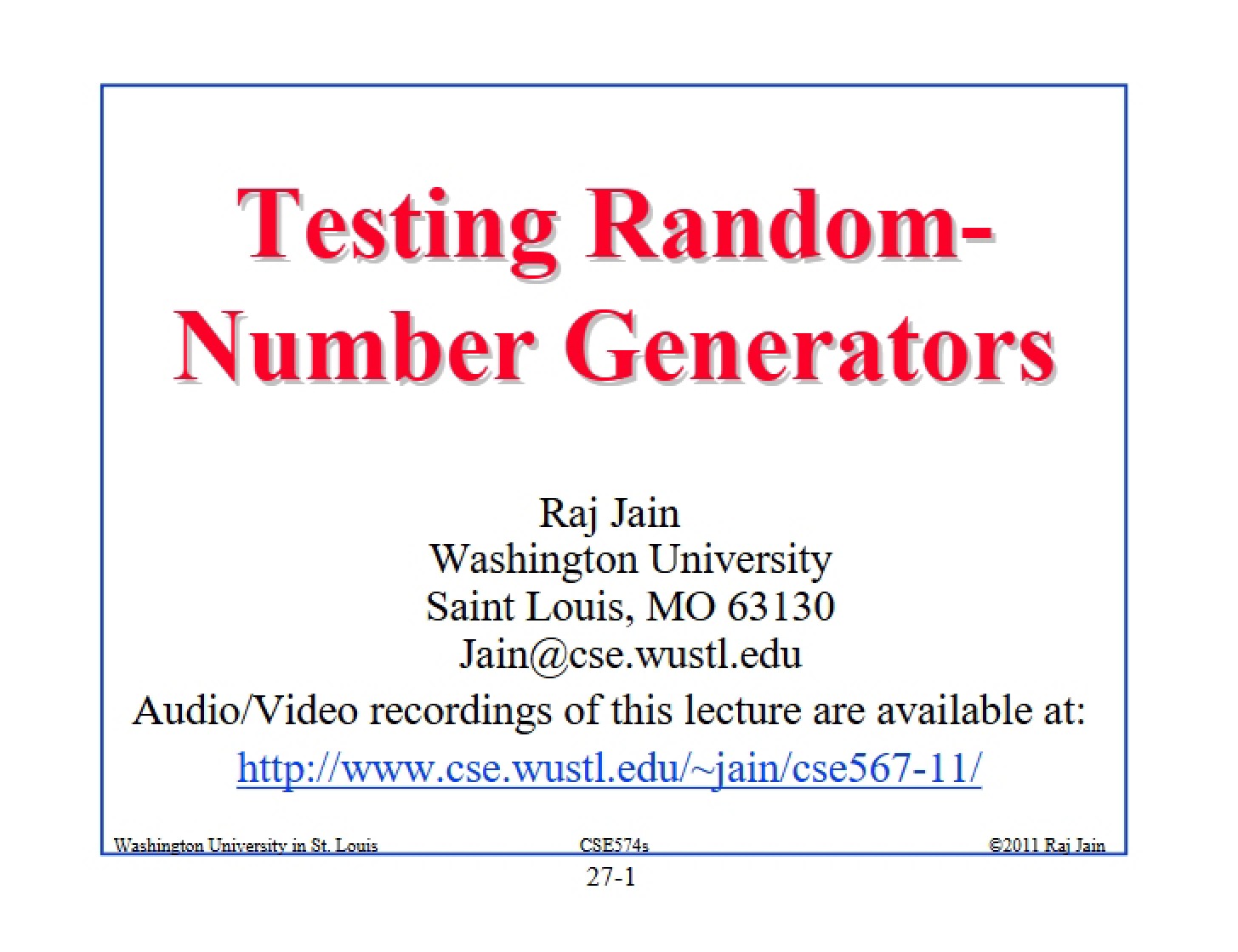 Tests for Random Number Generators