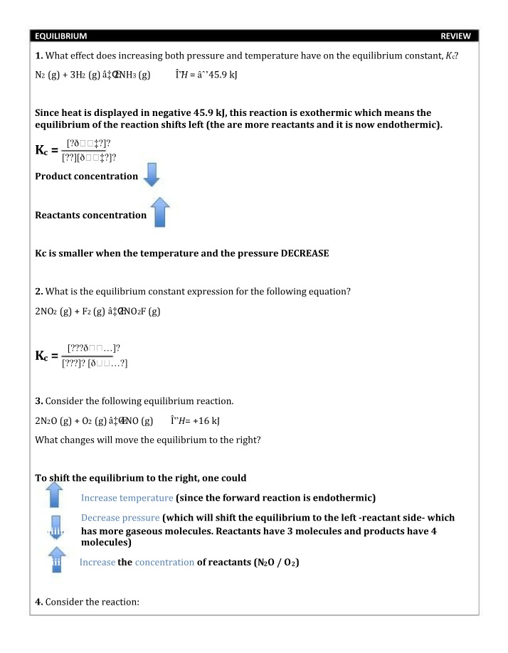 Equilibrium Constant - Effect of Pressure and Temperature