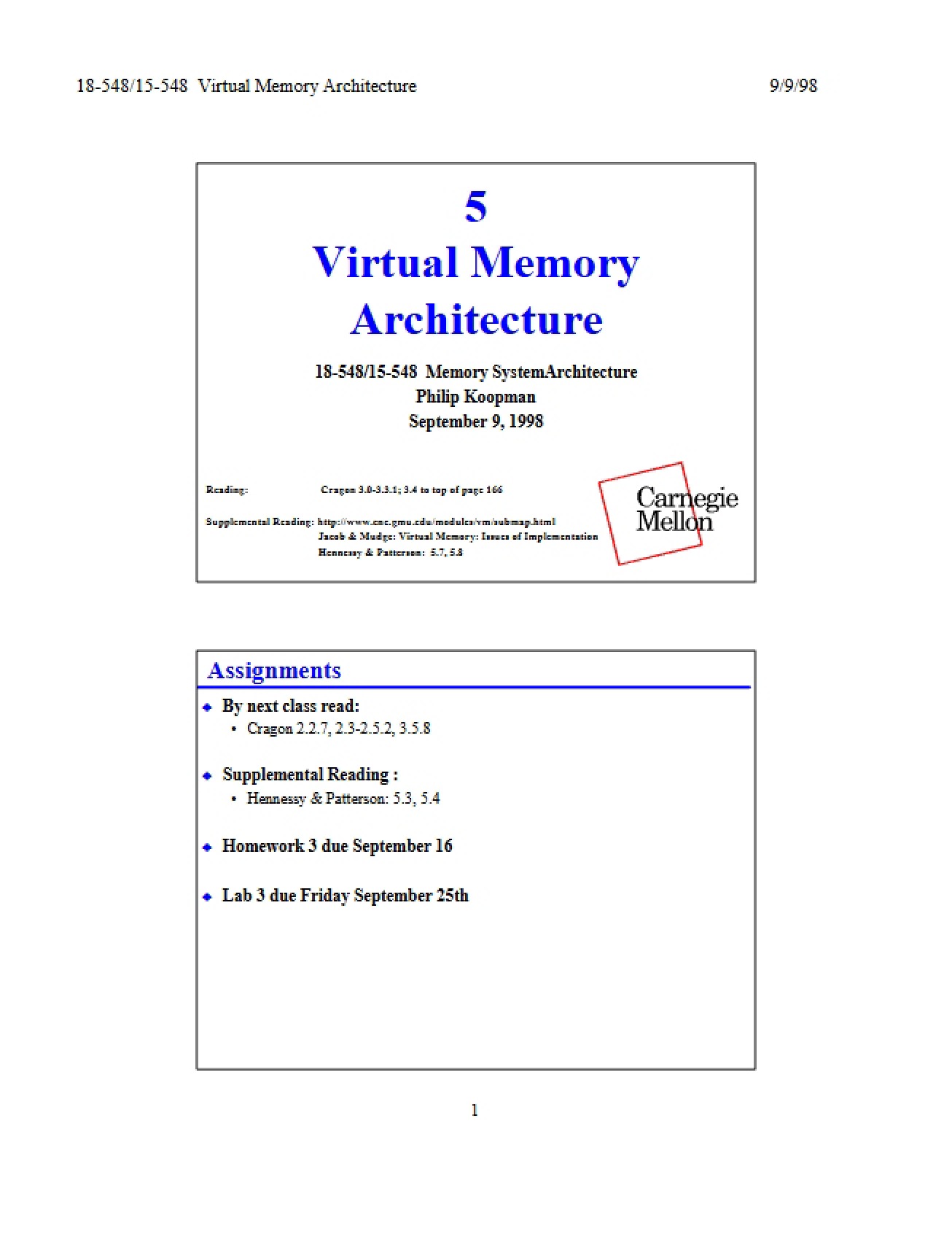Architecture of Virtual Memory
