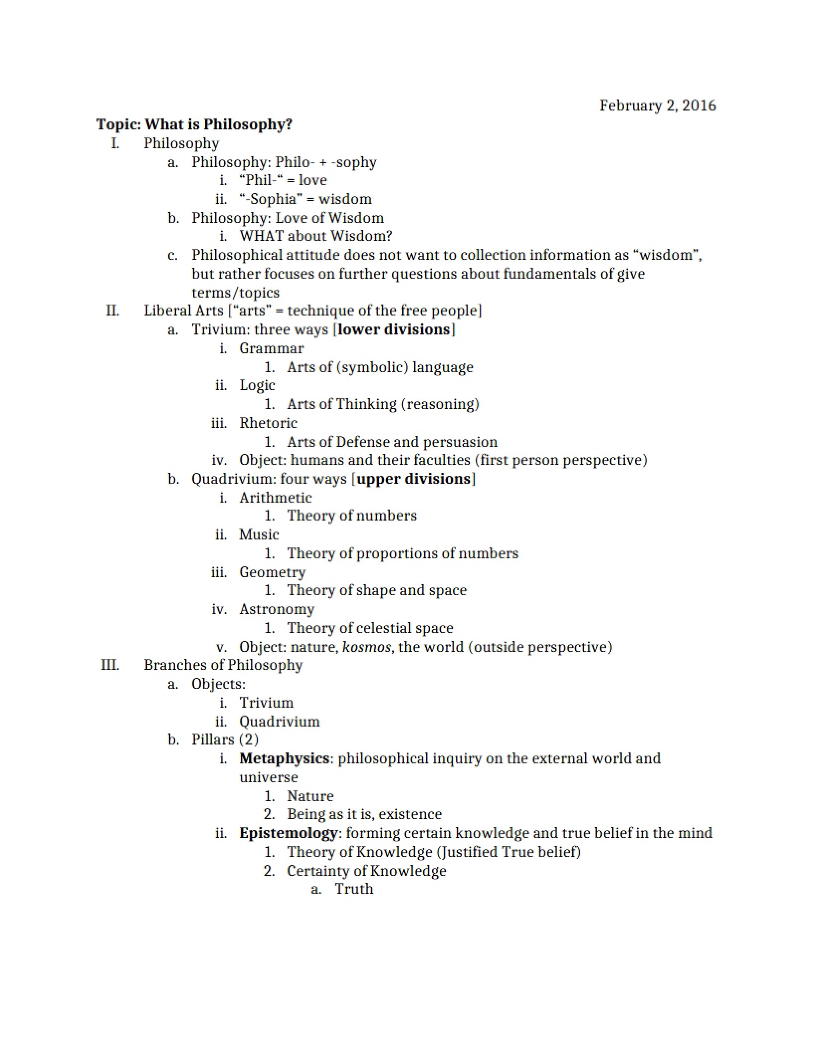Philosophy Overview