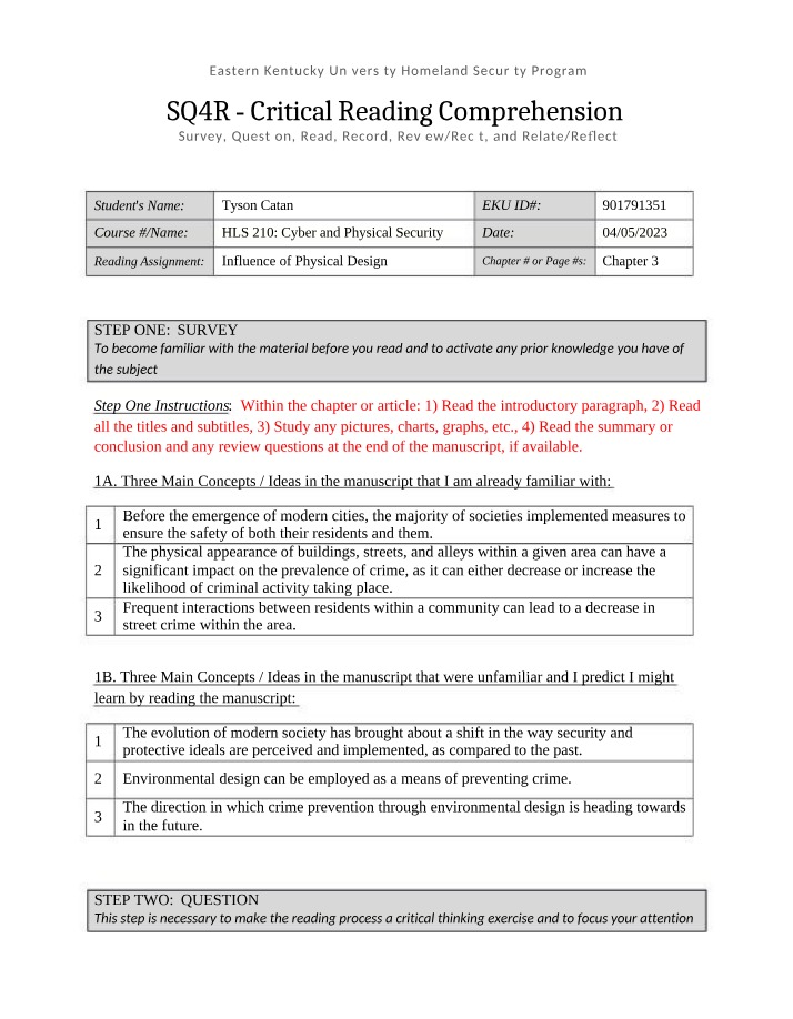 Reading Comprehension and the SQ4R Method