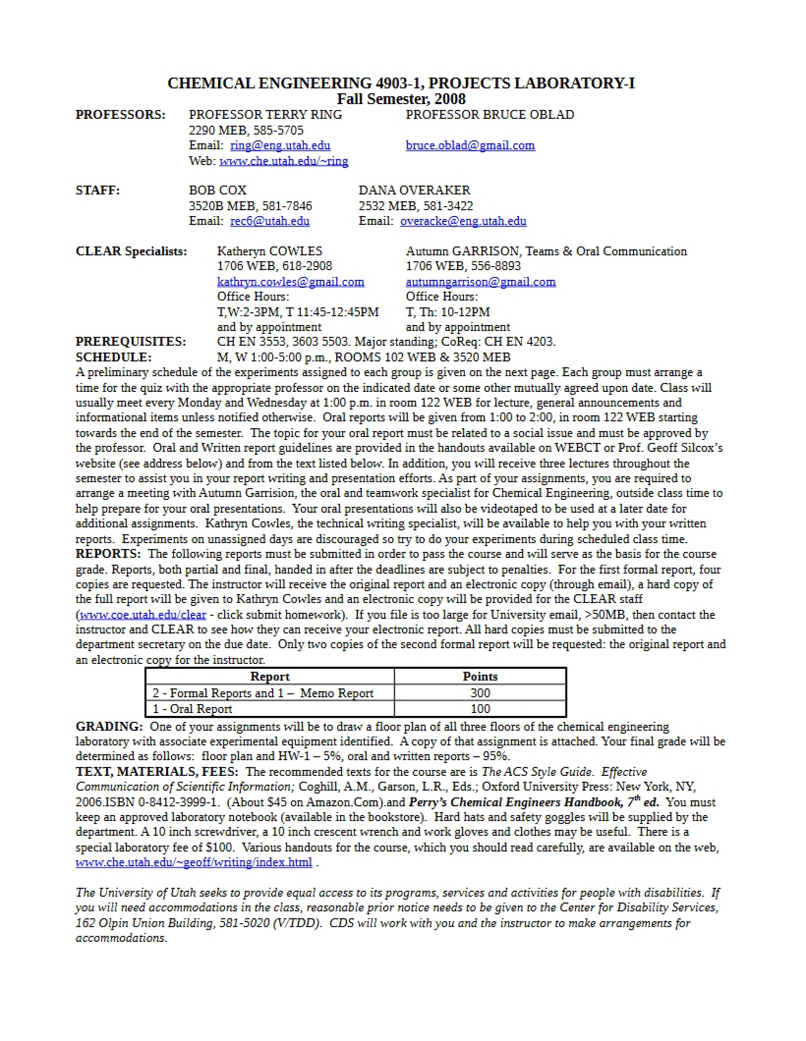 Projects Lab Syllabus
