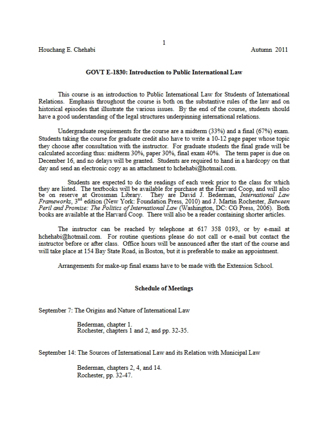 Public International Law Syllabus