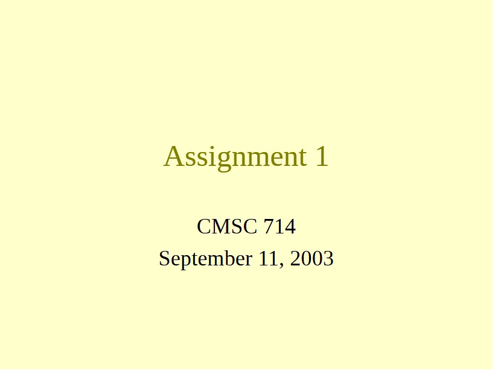 First Assignment