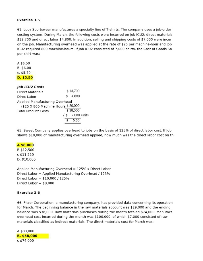 Job Costing System - Cost of Goods Sold Calculation for Lucy