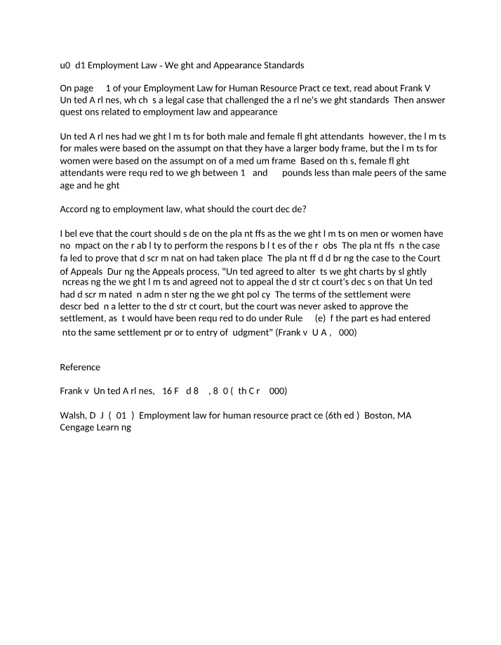 Weight and Appearance Standards in Employment Law