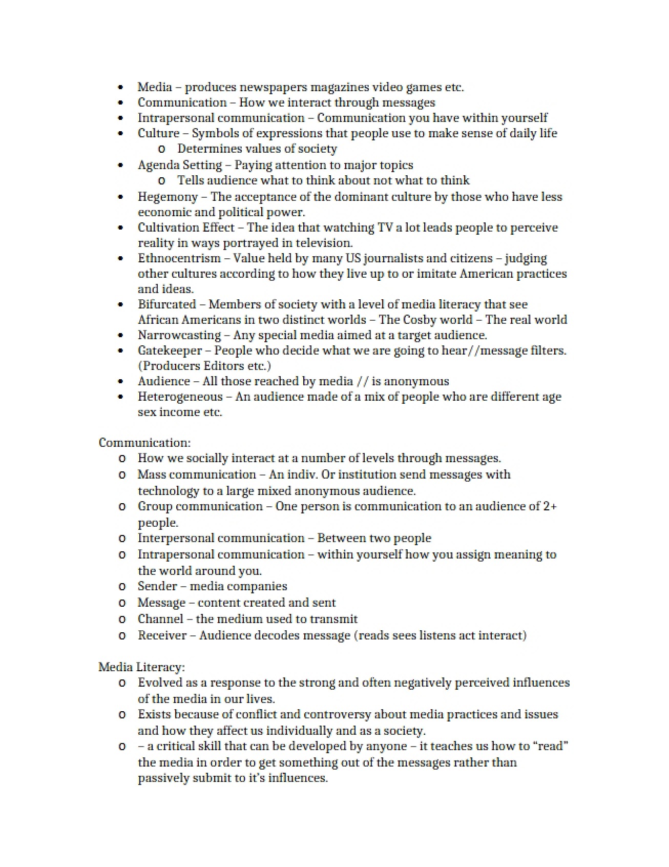 Mass Communication Notes 1