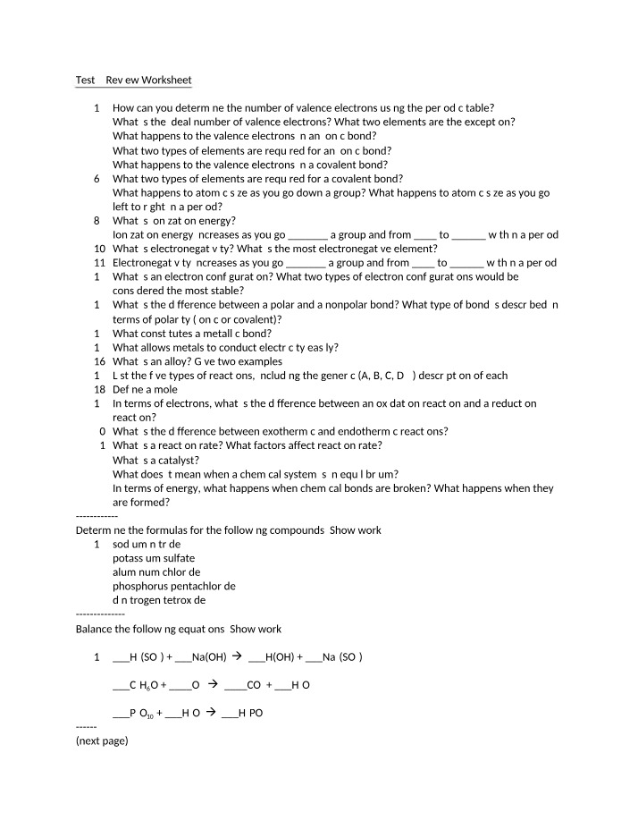 Valence Electrons and Chemical Bonding