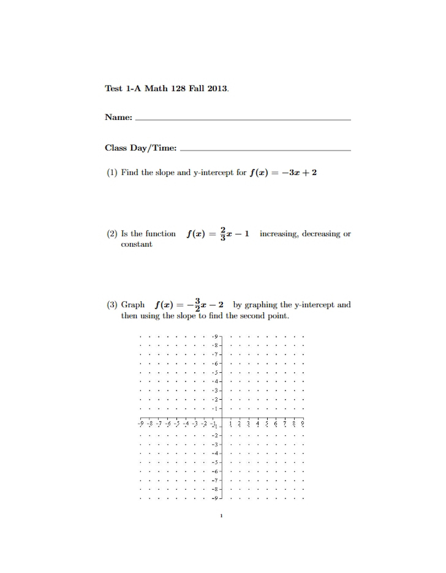 Second Test (Form A)