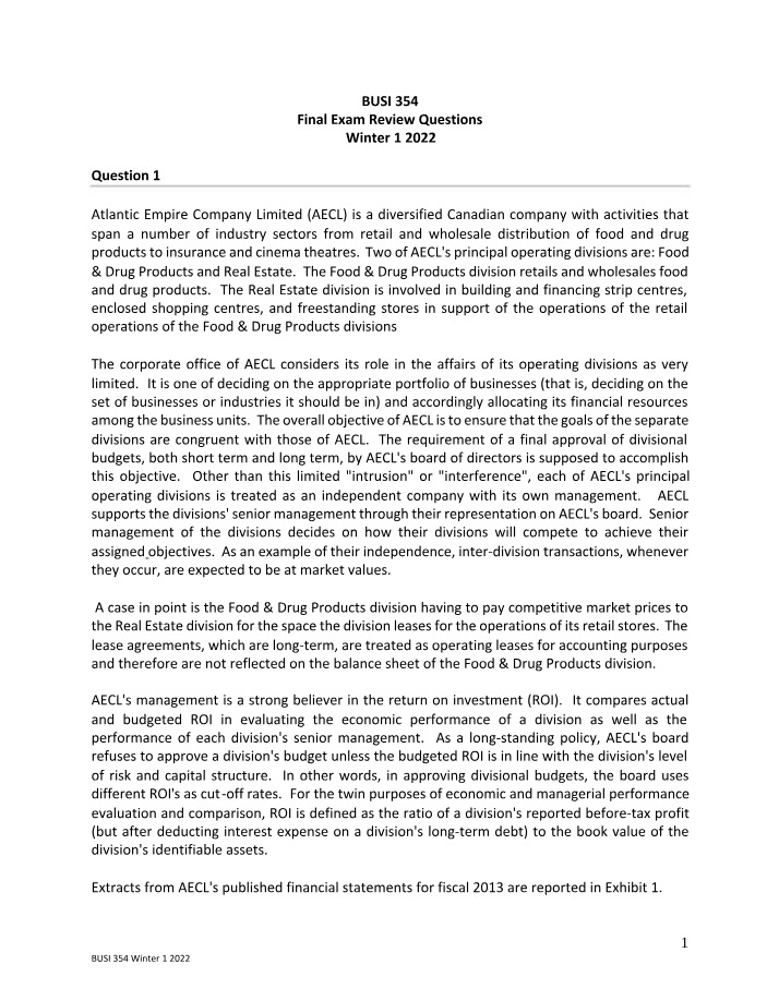 Winter 1 2022 - BUSI 354