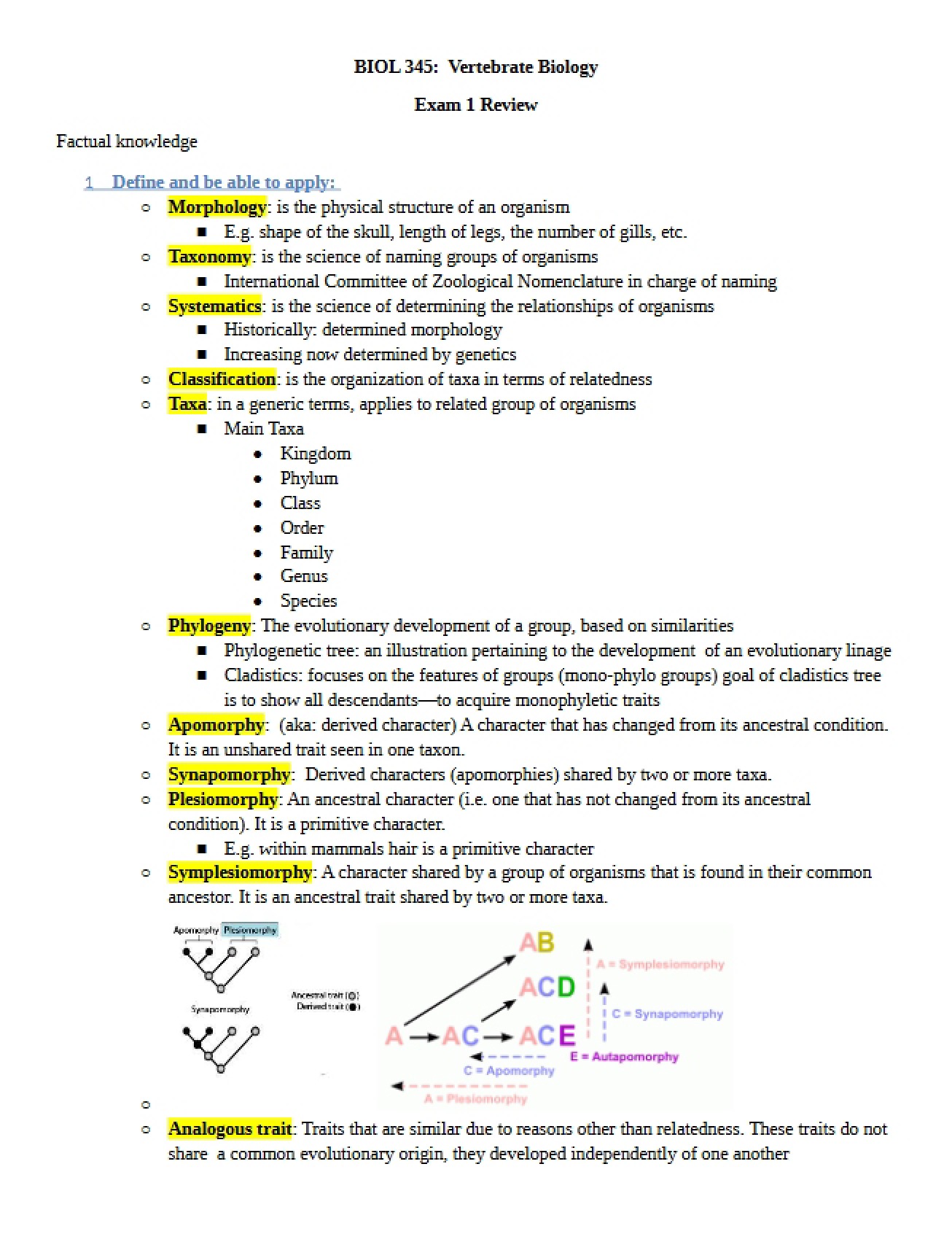 Comprehensive Exam Materials