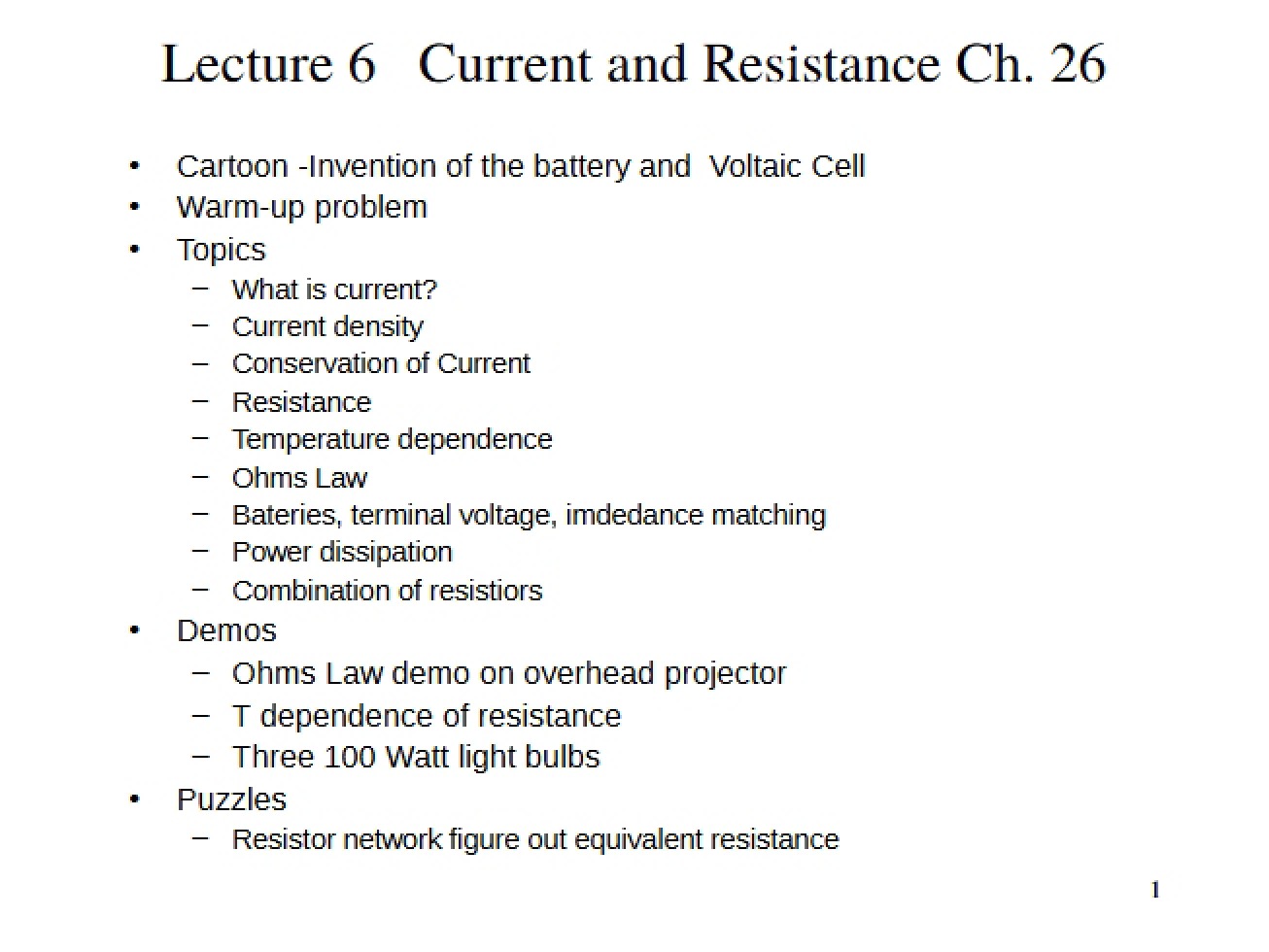 Resistance and Current