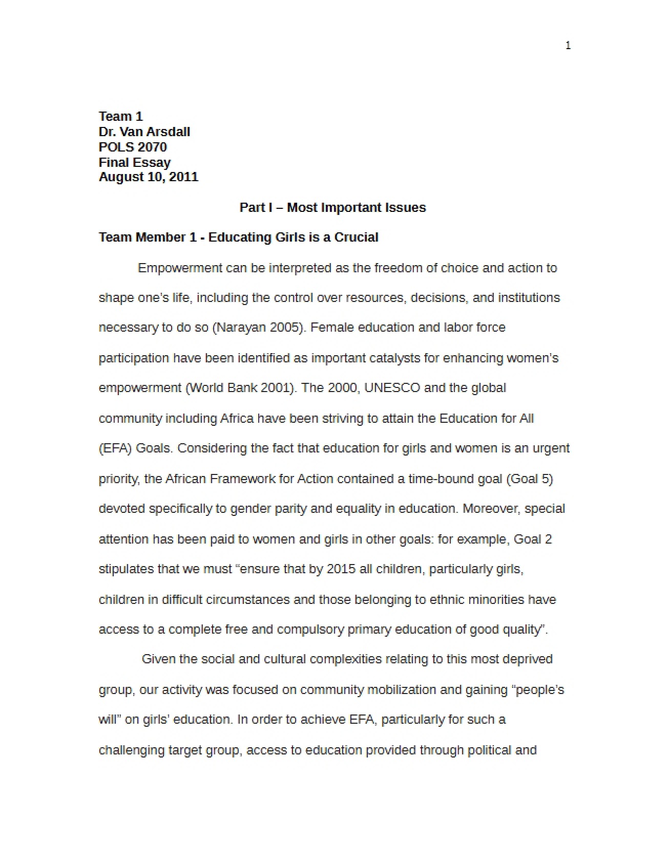 Critical Issues Part I