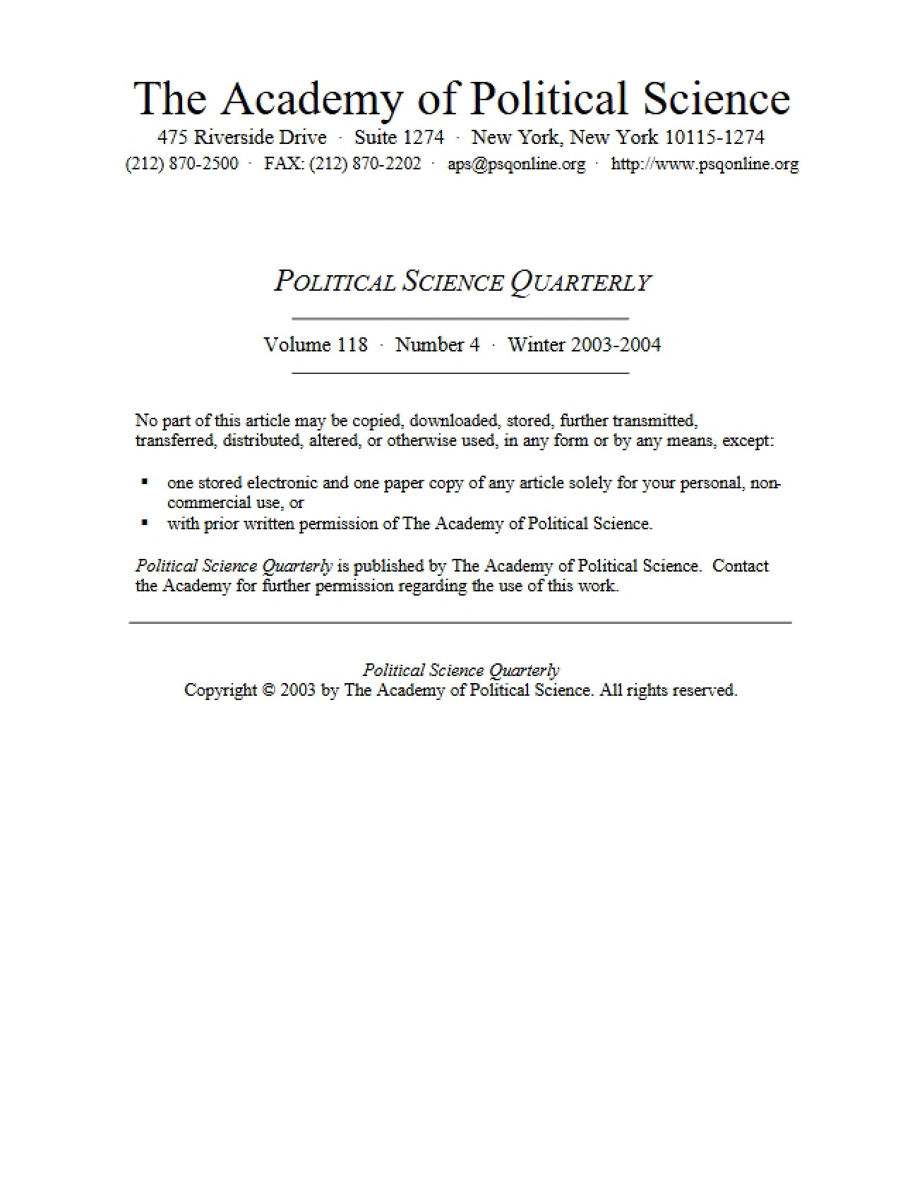 Quarterly Journal of Political Science