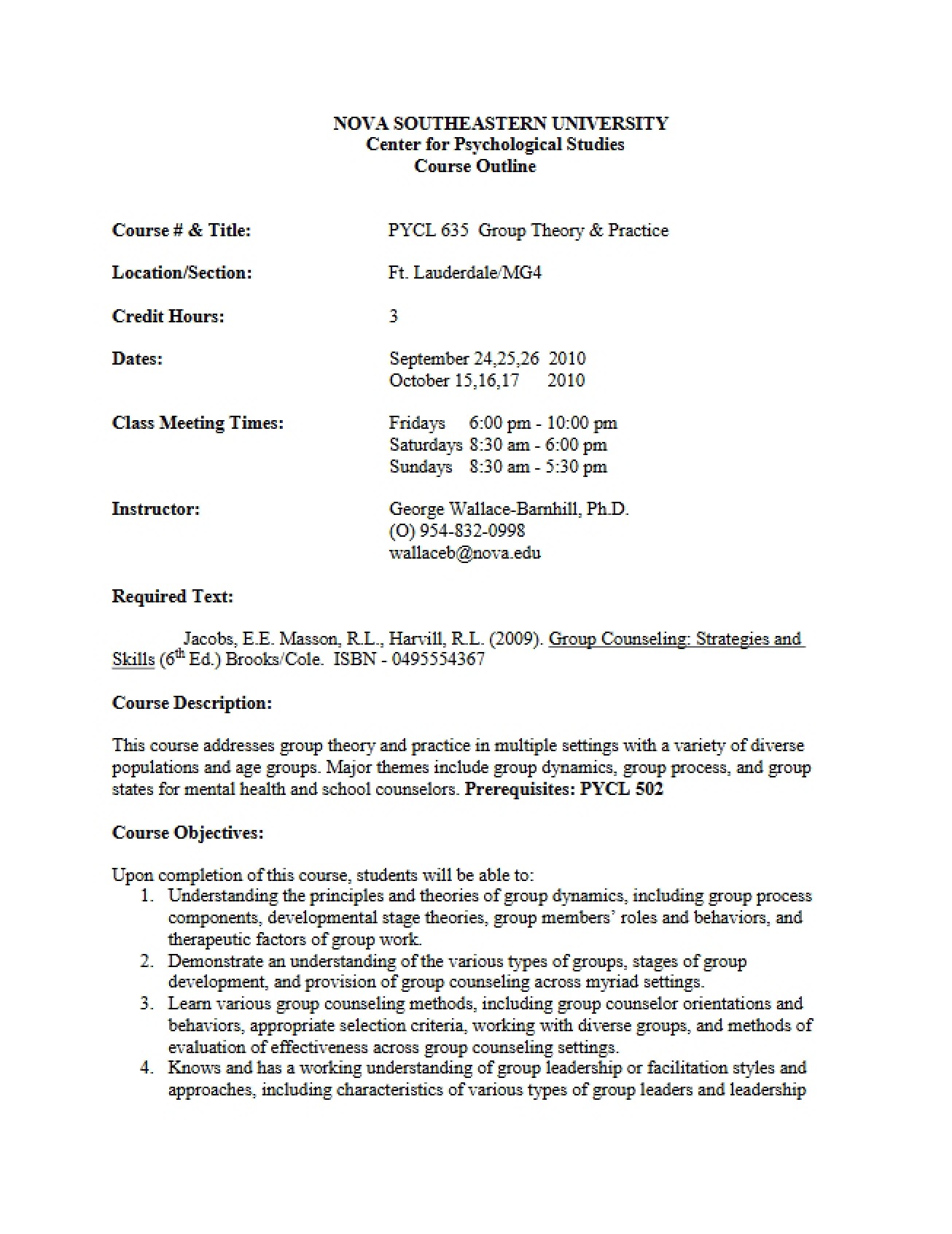 PYCL 635 Class Plan