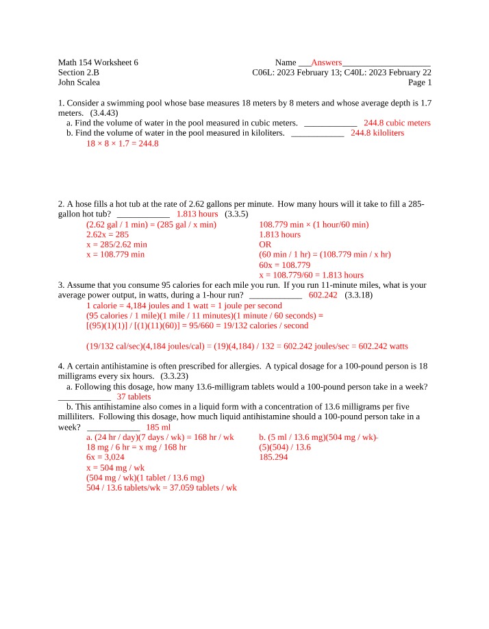 Worksheet 6 Answer Key